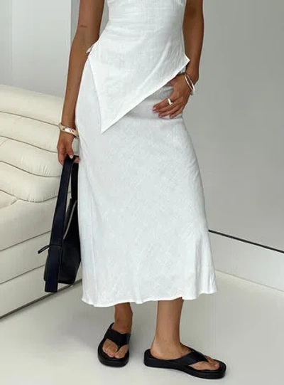 Princess Polly Lower Impact Ermias Linen Blend Midi Skirt In White