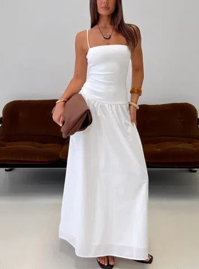 Princess Polly Lower Impact Erroll Drop Waist Knit Maxi Dress In White