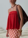 PRINCESS POLLY LOWER IMPACT ETHEL STRAPLESS LINEN TOP