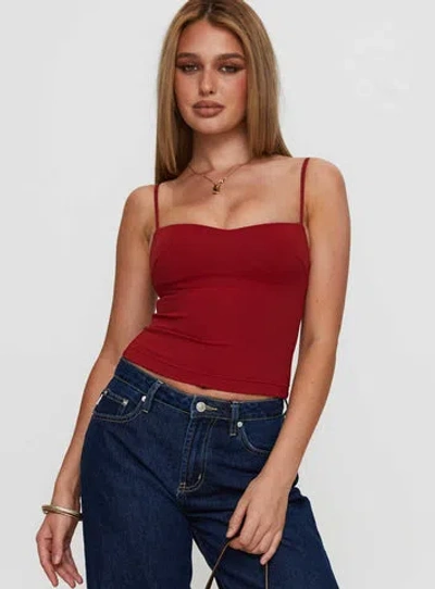 Princess Polly Lower Impact Evanda Top In Burgundy