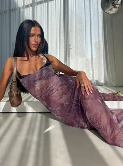 Princess Polly Lower Impact Evera Sheer Built In Bra Maxi Dress In Purple