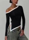 Princess Polly Lower Impact Fake Smile Long Sleeve Top In Black