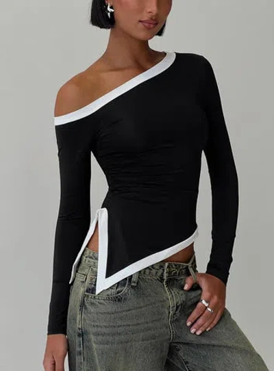 Princess Polly Lower Impact Fake Smile Long Sleeve Top In Black
