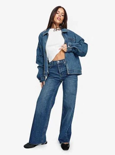 Princess Polly Lower Impact Fawcett High Rise Straight Leg Jeans In Blue