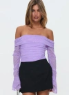 Princess Polly Lower Impact Feel A Way Off Shoulder Bodysuit In Lilac
