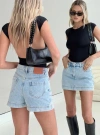 Princess Polly Lower Impact Gazelle Denim Skort In Light Wash