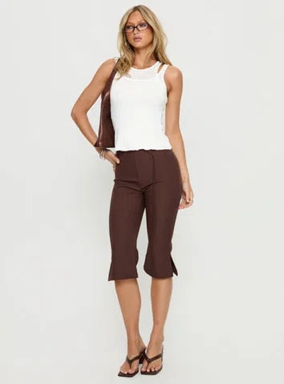 Princess Polly Lower Impact Giorgie Belted Capri Pant In Brown