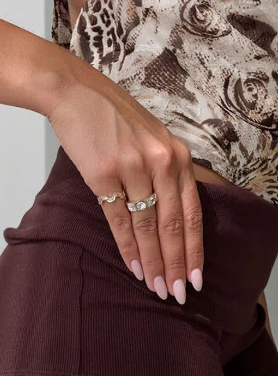 Princess Polly Lower Impact Glitzy Ring Pack In Gold