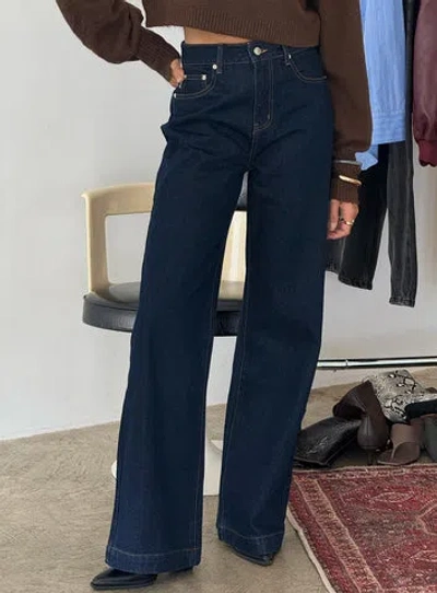 Princess Polly Lower Impact Goldie High Rise Wide Leg Jeans In Blue