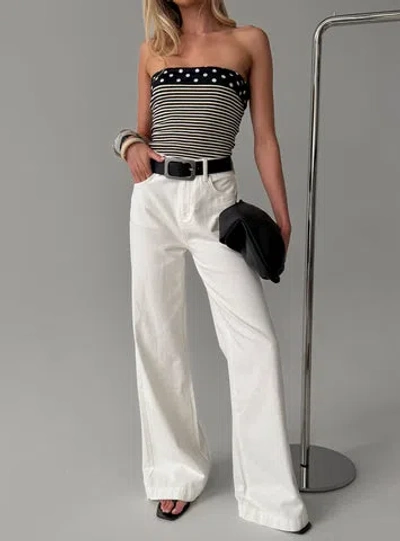 Princess Polly Lower Impact Goldie High Rise Wide Leg Jeans In White