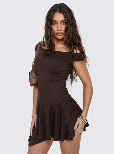 Princess Polly Lower Impact Got That Sense Strapless Playsuit In Brown