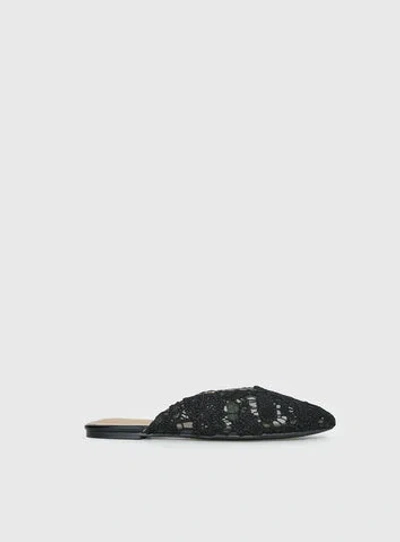 Princess Polly Lower Impact Gretta Lace Slip On Flats In Black