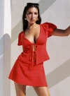Princess Polly Lower Impact Gulliver Tie Side Mini Skort In Red