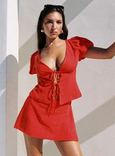 Princess Polly Lower Impact Gulliver Tie Side Mini Skort In Red