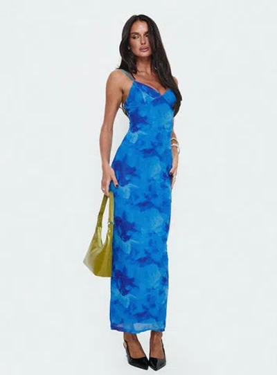 Princess Polly Lower Impact Hathaway Maxi Dress In Blue Floral