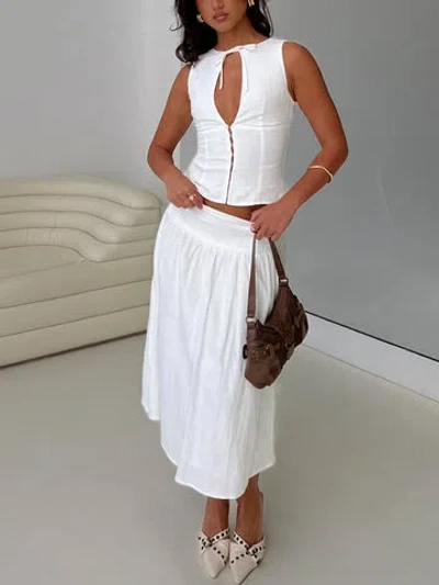 Princess Polly Lower Impact Heart Of Gold Linen Blend Midi Skirt