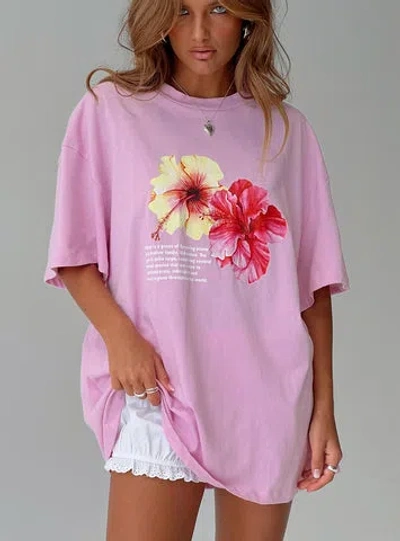 Princess Polly Lower Impact Hibiscus Haven Oversized Tee In Pink