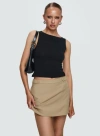 Princess Polly Lower Impact Hosier Twill Mini Skirt In Taupe