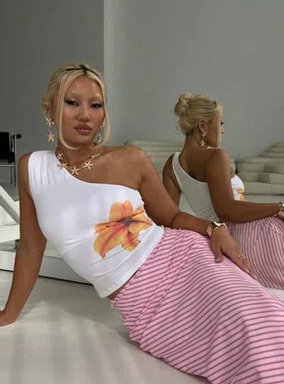 Princess Polly Lower Impact Huxlee One Shoulder Top In White Floral