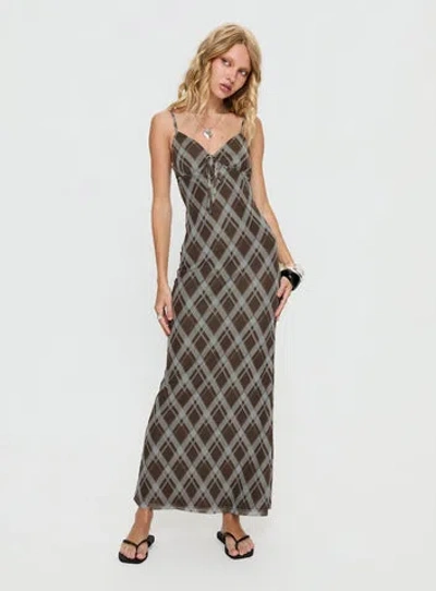 Princess Polly Lower Impact Idaline V Neck Maxi Dress In Brown