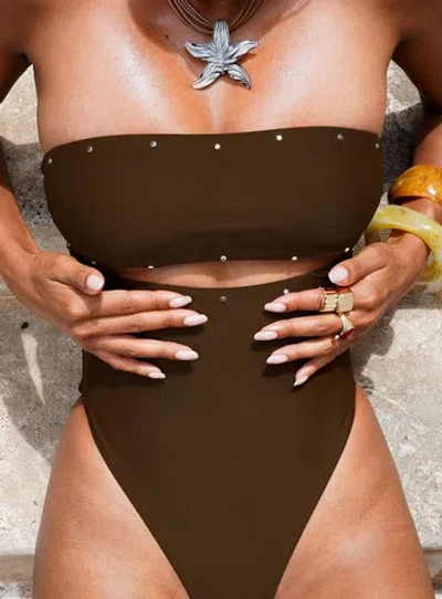 Princess Polly Lower Impact Imika Keyhole Stud One Piece Bikini In Animal Print