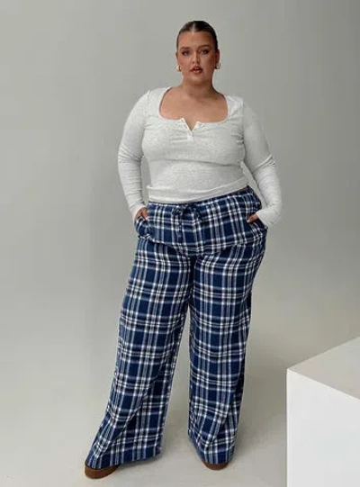 Princess Polly Lower Impact In The Morning Sleep Pant In Blue Check
