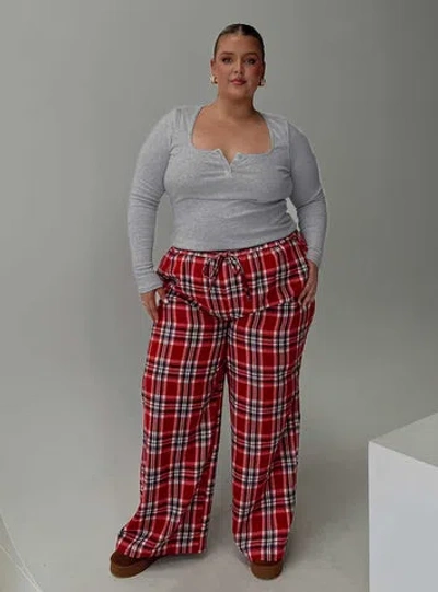Princess Polly Lower Impact In The Morning Sleep Pant In Red Check