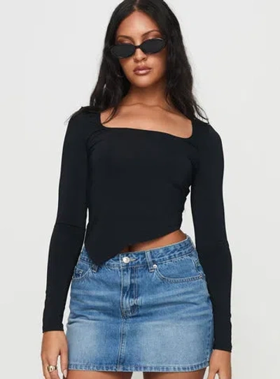 Princess Polly Lower Impact Inca Long Sleeve Top In Black