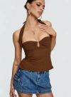 Princess Polly Lower Impact Isabetta Halter Top In Chocolate