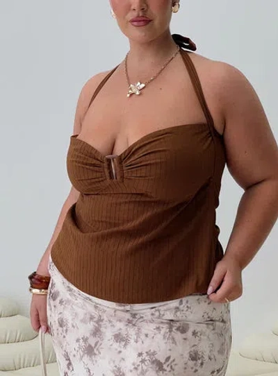 Princess Polly Lower Impact Isabetta Halter Top Chocolate Curve In Chococolate