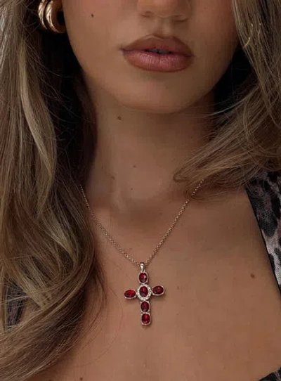 Princess Polly Lower Impact Jacintha Necklace In Gold / Red