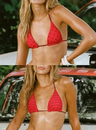 Princess Polly Lower Impact Jenner Reversible Triangle Bikini Top In Red