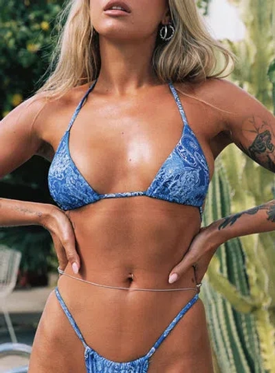 Princess Polly Lower Impact Jenner Triangle Bikini Top In Blue