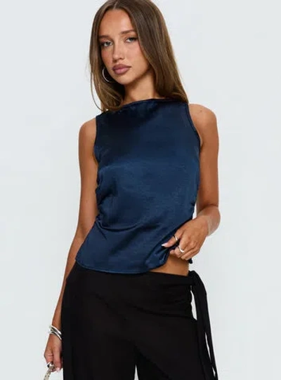 Princess Polly Lower Impact Jennisa Backless Satin Top In Blue