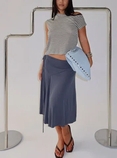 Princess Polly Lower Impact Joaney Tie Side Jersey Midi Skirt In Gray