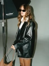 Princess Polly Lower Impact Jocelyn Faux Leather Blazer In Black