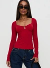 Princess Polly Lower Impact Keane Long Sleeve Top In Red