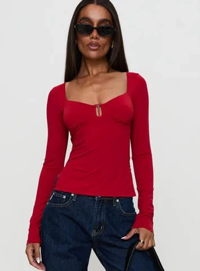 Princess Polly Lower Impact Keane Long Sleeve Top In Red