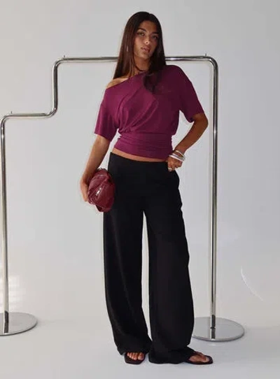 Princess Polly Lower Impact Khane Low Rise Wide Leg Pant In Black