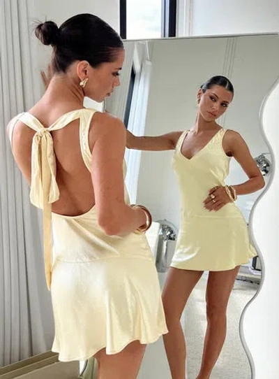 Princess Polly Lower Impact Kingslie Low Back Mini Dress In Baby Yellow