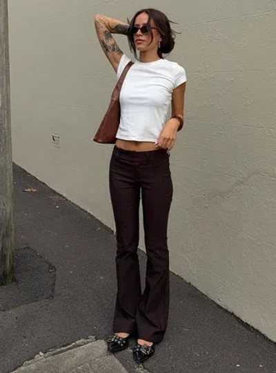 Princess Polly Lower Impact Kinkirk Flared Pants In Brown