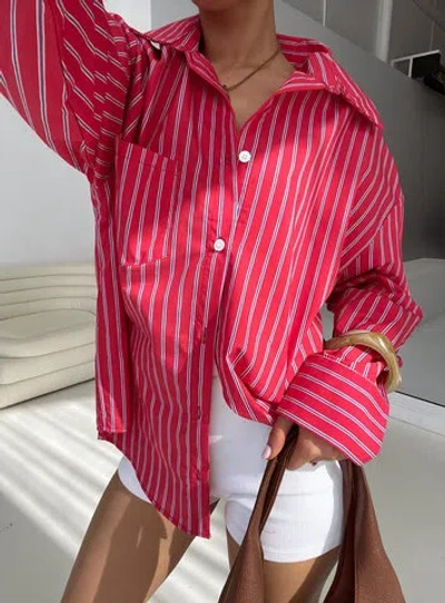 Princess Polly Lower Impact Kodhi Oversized Long Sleeve Top Red Stripe