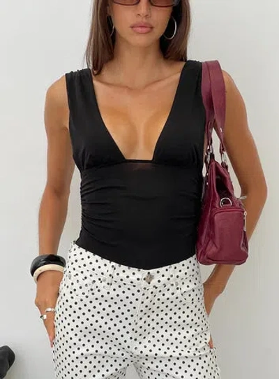 Princess Polly Lower Impact Lamira Plunge Bodysuit In Black