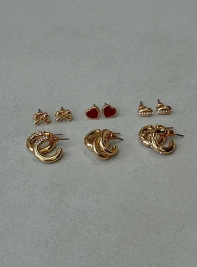 Princess Polly Lower Impact Latch Earring Pack Gold In Multi