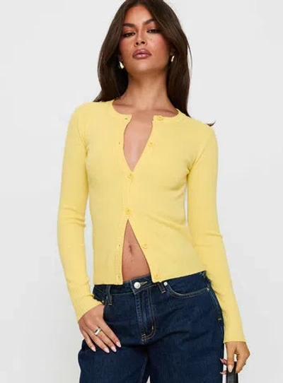 Princess Polly Lower Impact Lauraine Cardigan In Lemon
