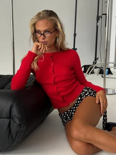 Princess Polly Lower Impact Lauraine Cardigan In Red