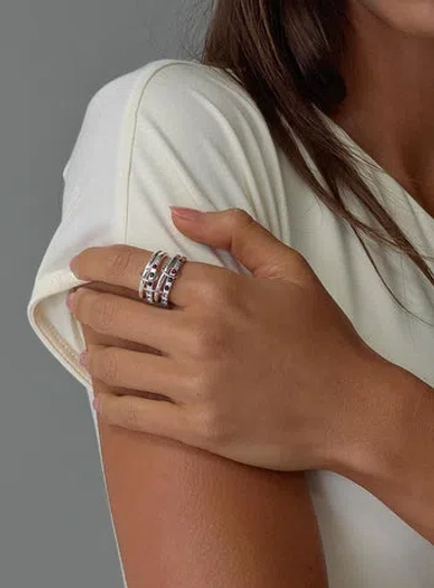 Princess Polly Lower Impact Leanah Stacked Gemstone Ring In Silver