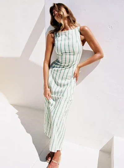 Princess Polly Lower Impact Lewisa Maxi Dress In Green Stripe