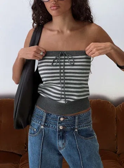 Princess Polly Lower Impact Lissey Strapless Knit Top In Gray