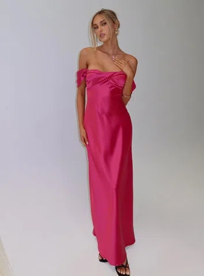 Princess Polly Lower Impact Live For You Off The Shoulder Maxi Dress In Pink